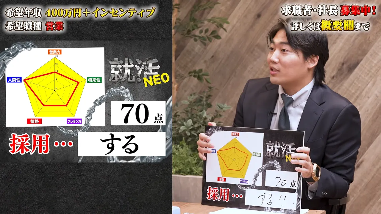 最終ジャッジで採用を伝える小谷
